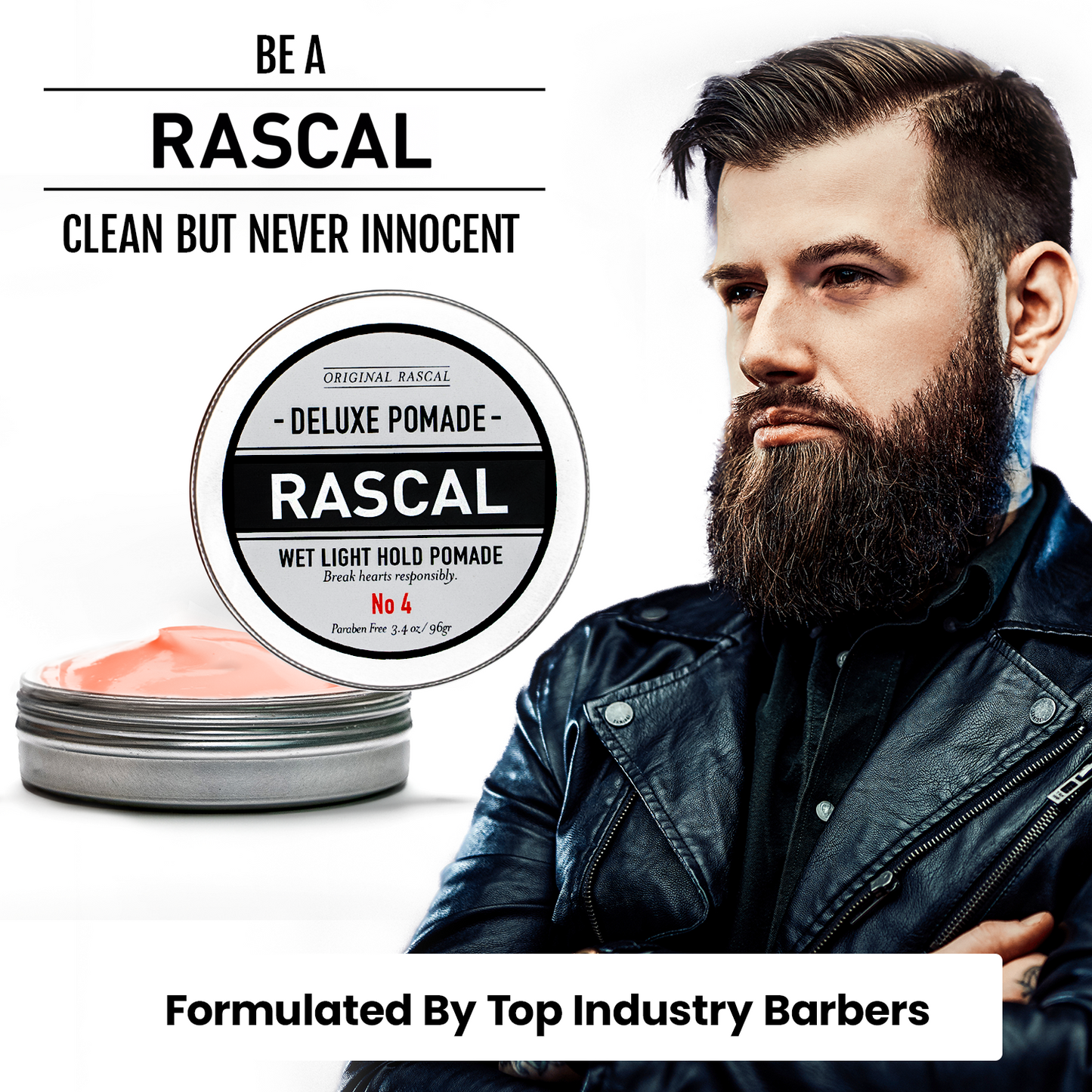 #4 Wet Look, Light Hold Pomade by Rascal Men's Grooming