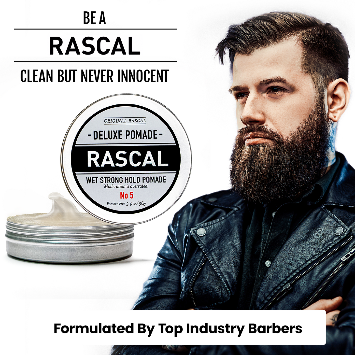 #5 Wet Look, Strong Hold Pomade by Rascal Men's Grooming