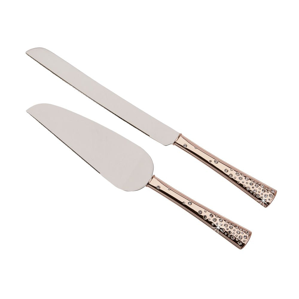 "Galaxy" Rose Gold Knife & Server Set, 13" L