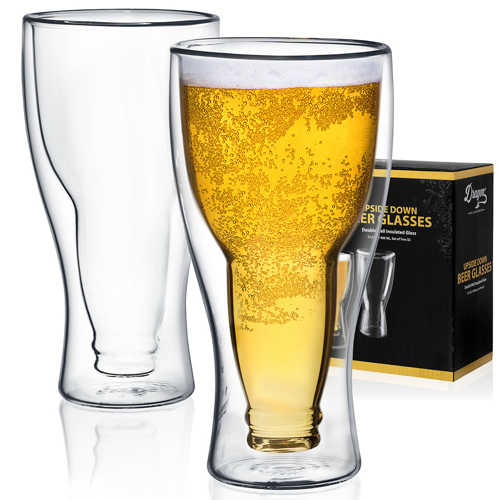 "Upside Down" Beer Glasses from Dragon Glassware