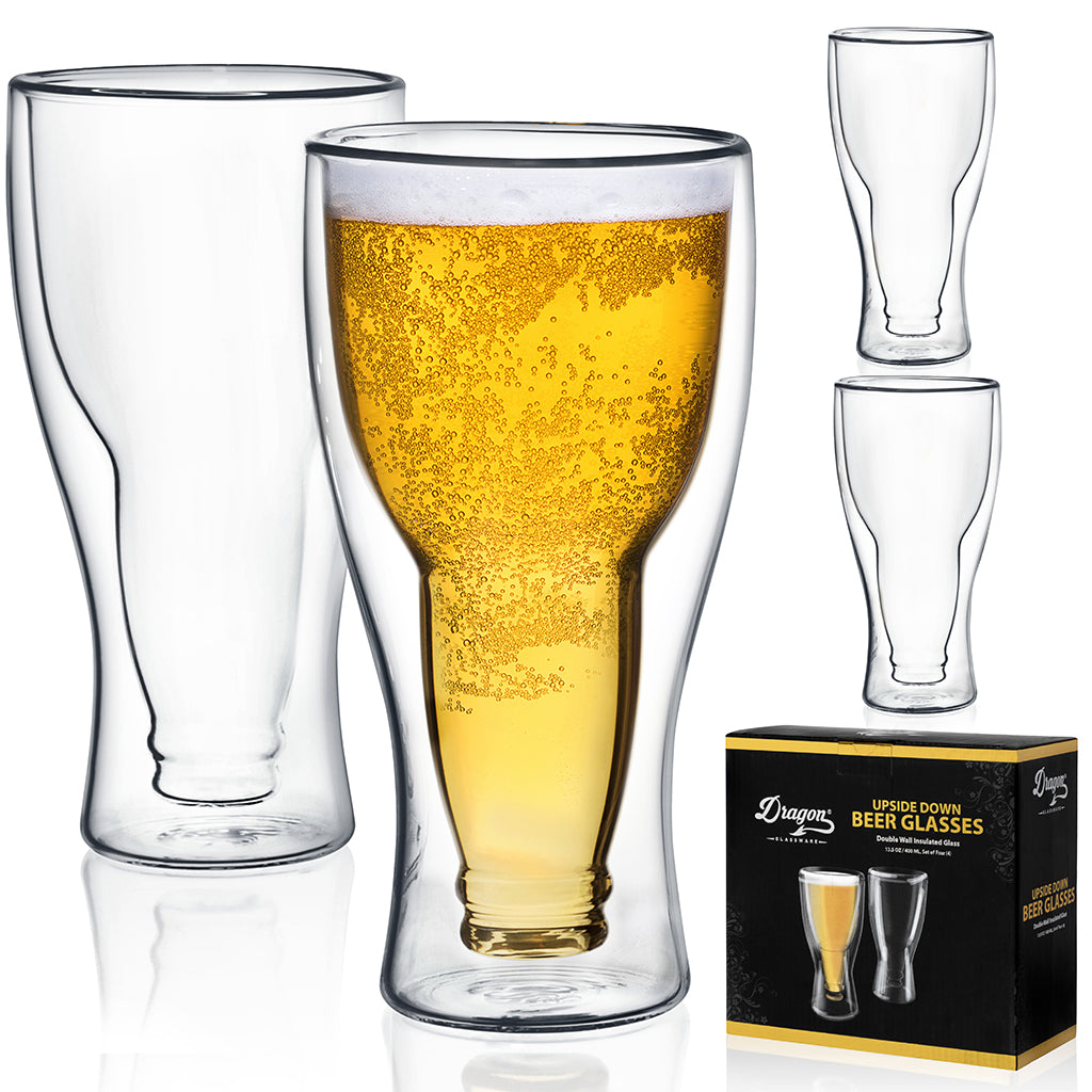 "Upside Down" Beer Glasses from Dragon Glassware