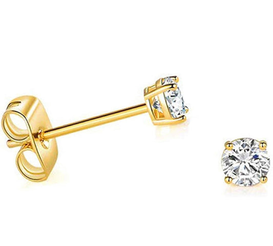 "The Mini" 14K Gold Stud Earrings Created White Topaz by Donatello Gian