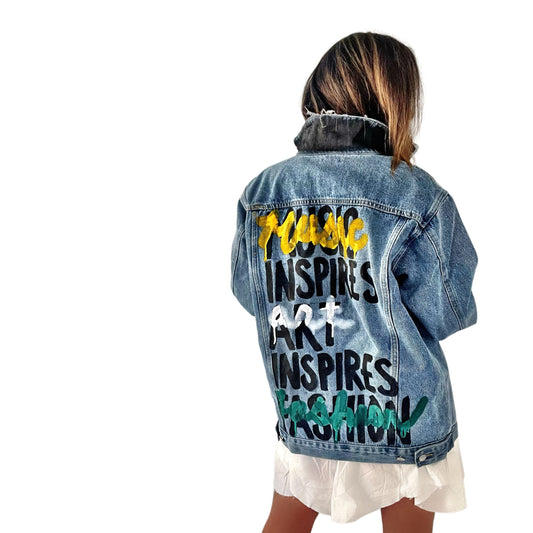 'Fashion Is Art' Denim Jacket by Wren + Glory