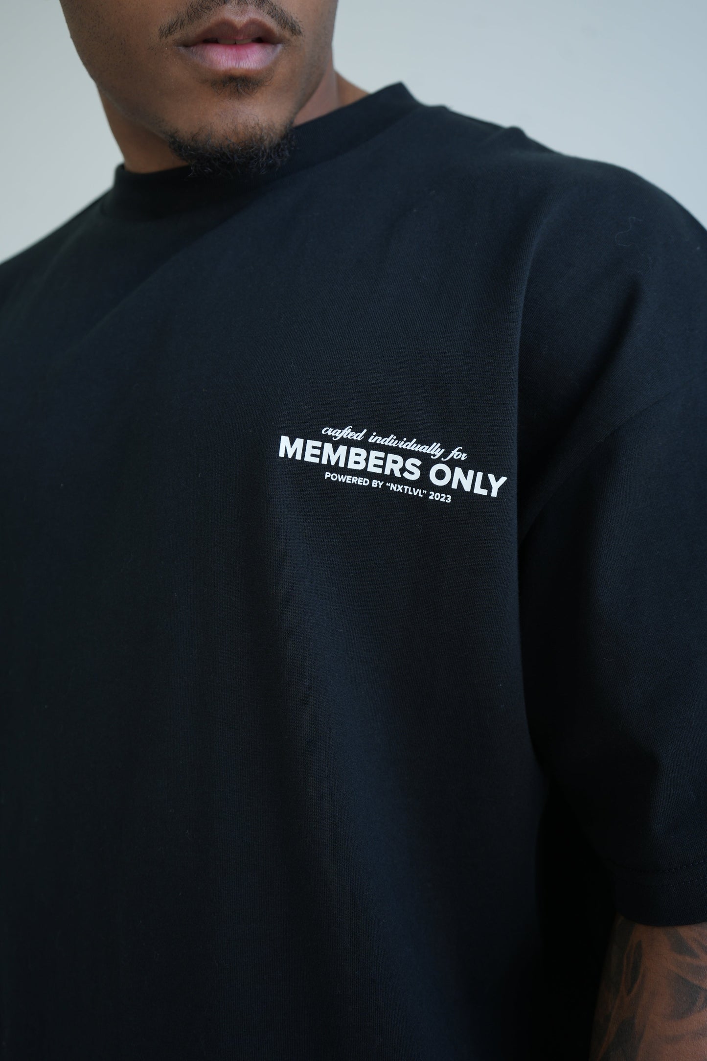 "MEMBERS ONLY" OVERSIZED UNISEX TEE - ONYX BLACK from NXTLVL ATHLETIC