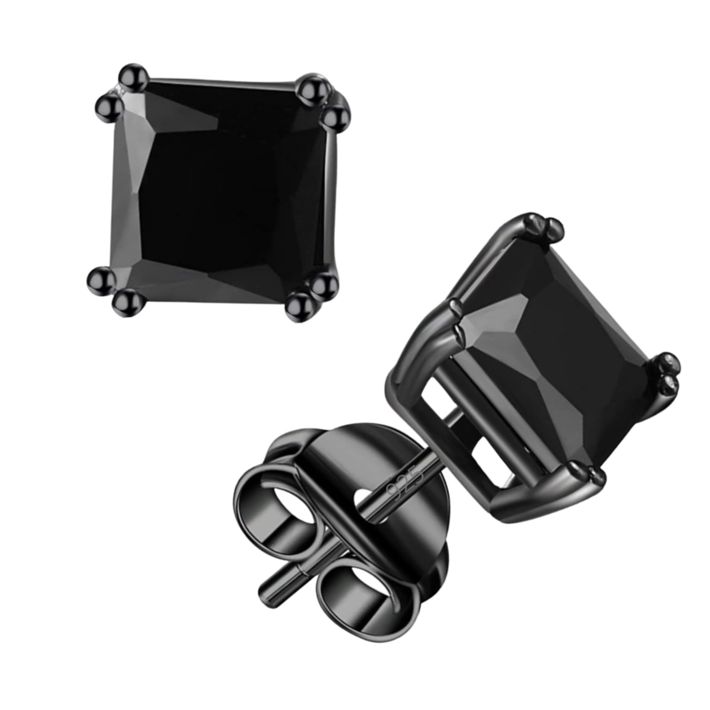 " The Black Out " Sterling Silver 6MM Square Studs by Donatello Gian