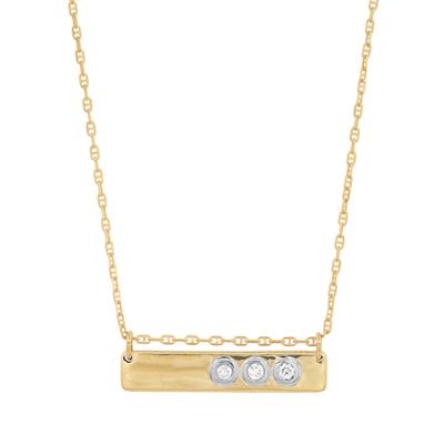 "Liquid Metal" 14K Yellow + White Gold Bar Necklace with Diamonds