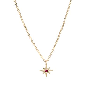"Celestial" 14K Gold Tiny North Star Pendant with Diamond, Ruby, or Sapphire